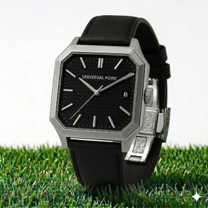 Universal Point UP 1988 Square Dial Leather Strap Watch